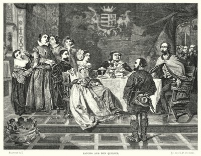 Sancho and Don Quixote by William Powell after Frith